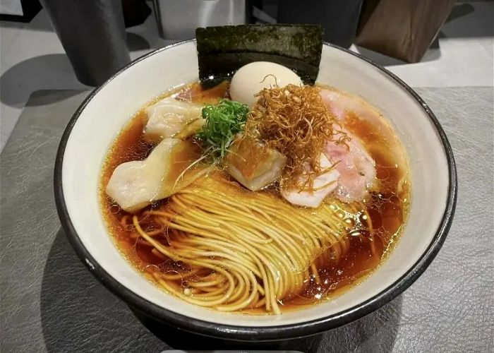 A bowl of ramen at Ramen Break Beats, a Michelin star ramen restaurant in Tokyo.